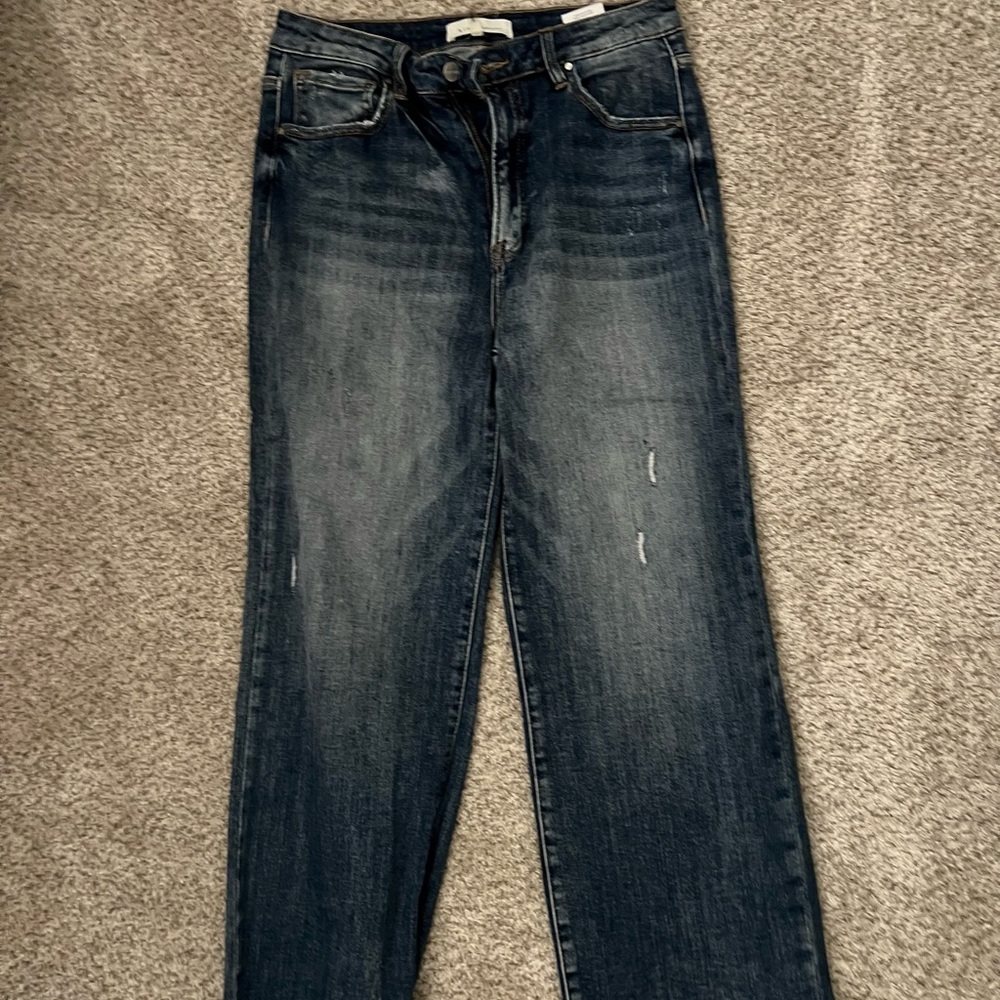 Women's Straight Leg Jeans - Dark Blue